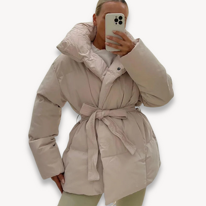Stylische Winterjacke Damen Gurtel Waistcoat