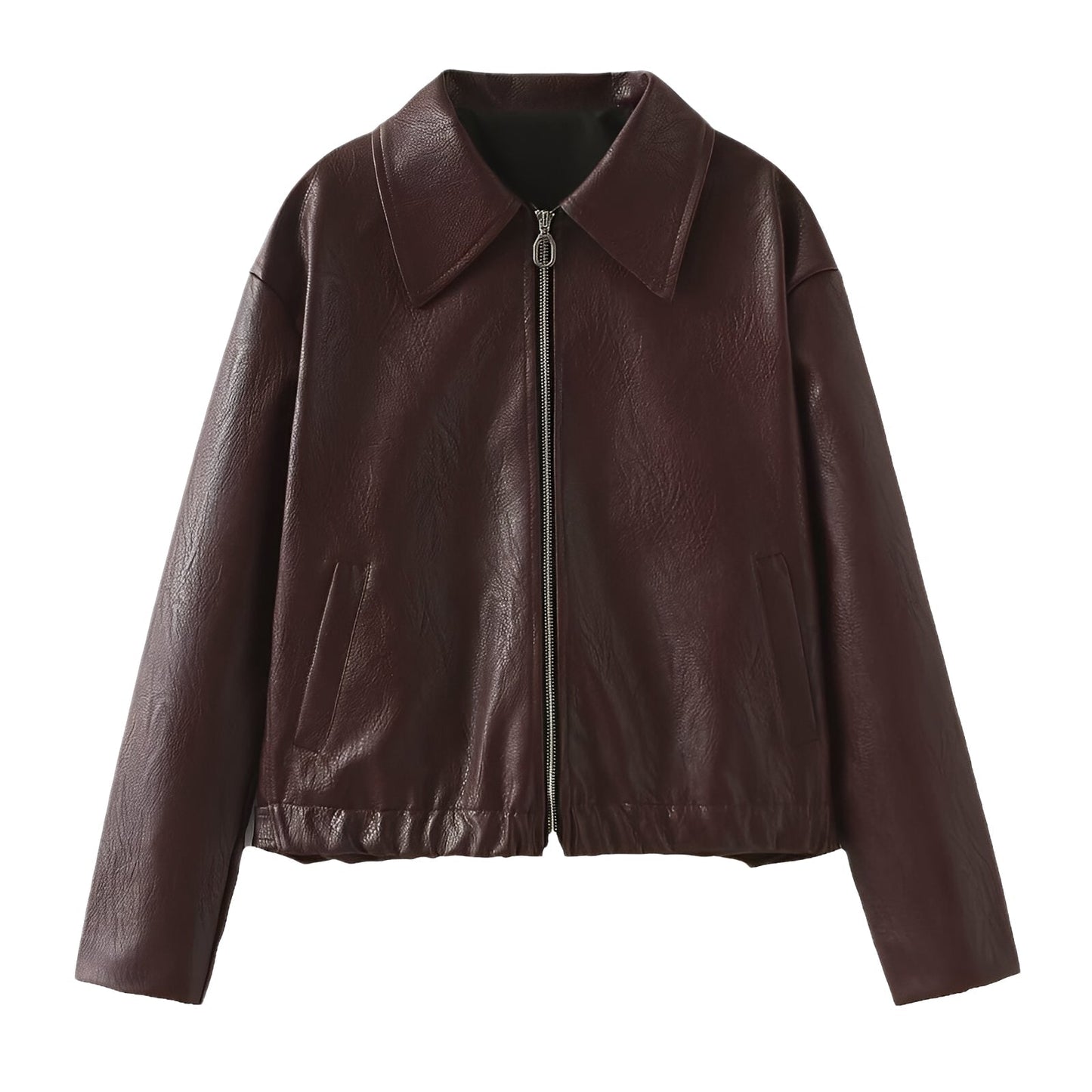 Stilvolle Lederjacke Damen Reißverschluss Design