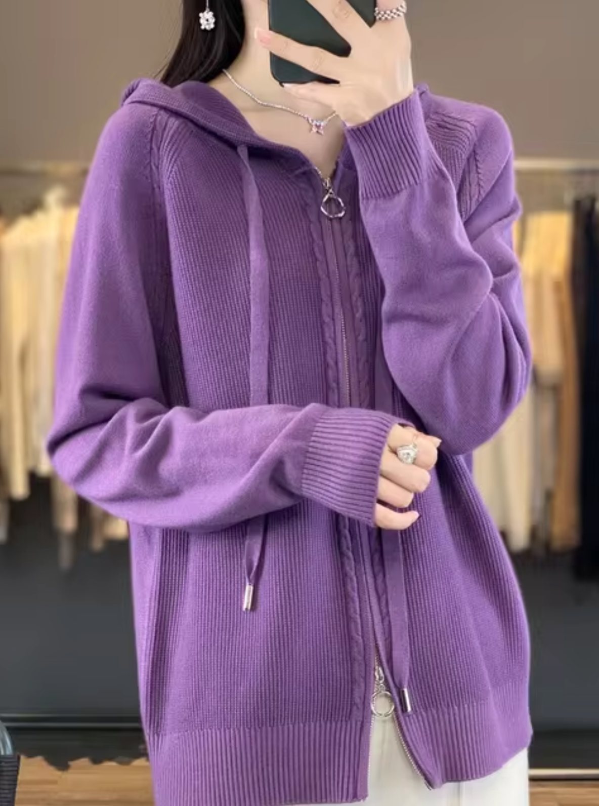 Kuschelige Strickjacke Mit Kapuze