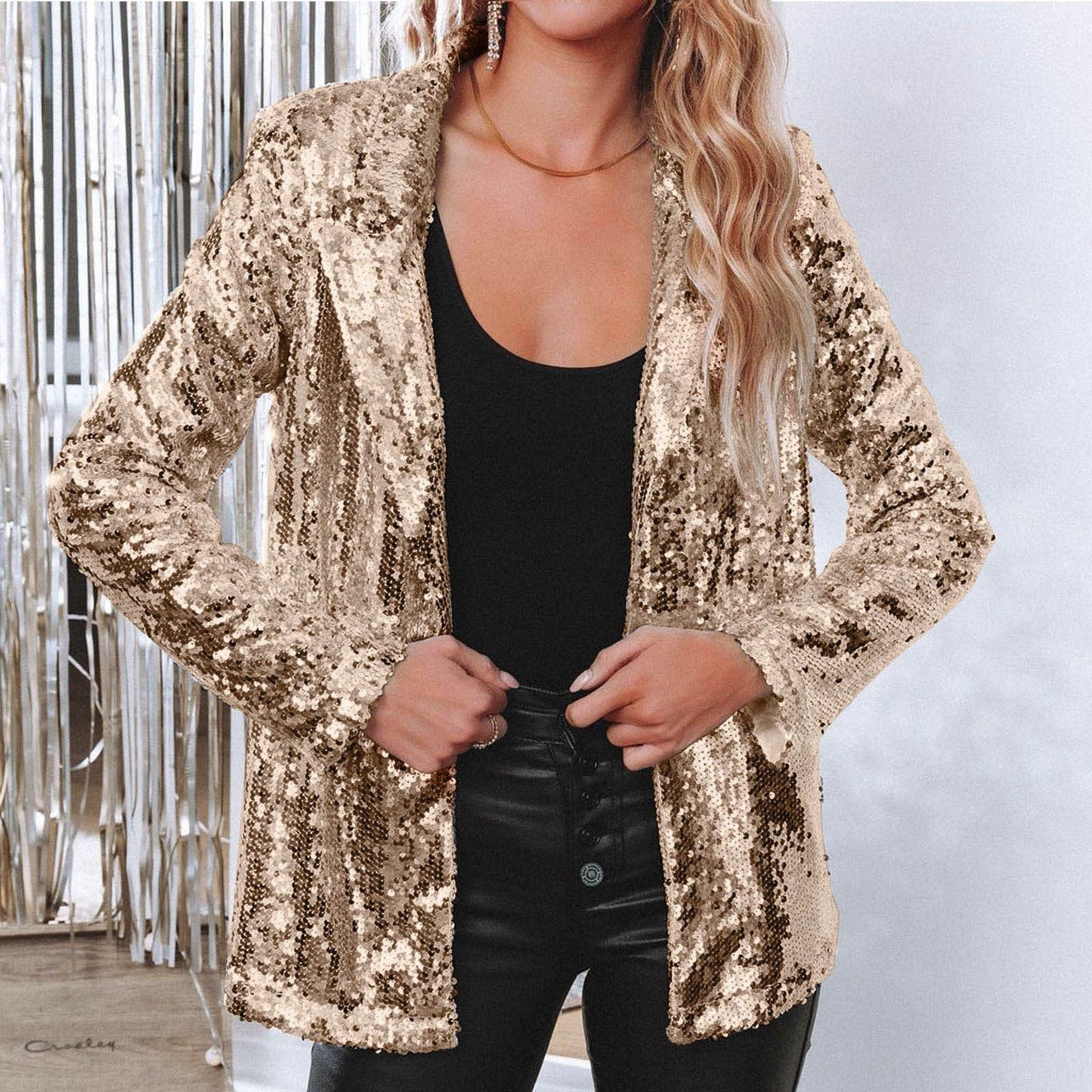 Glitzernder Pailletten Blazer Damen