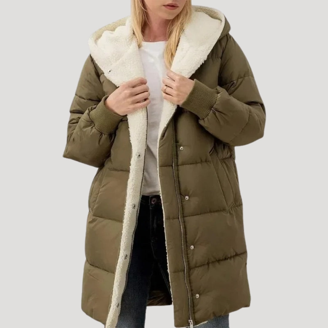 Wintersteppmantel Damen Kapuze Warm