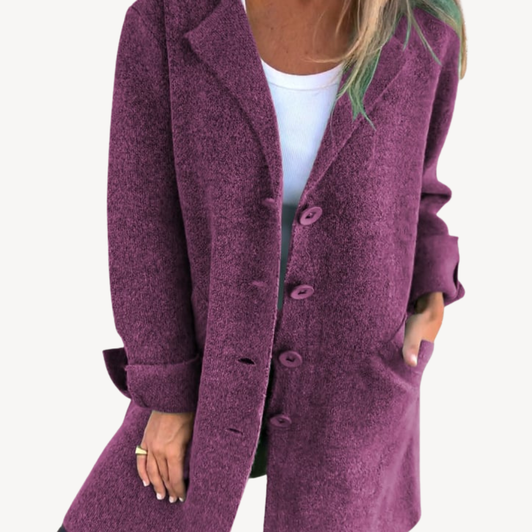 Frauen Langjacke Wollmischung mit Knöpfen