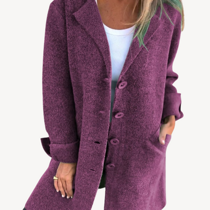 Frauen Langjacke Wollmischung mit Knöpfen