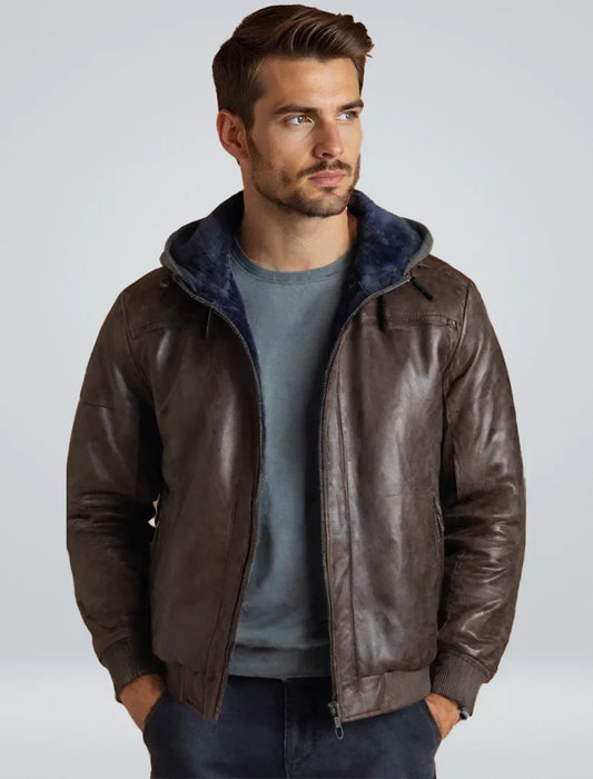 Herren Lederjacke Winter Warm Isoliert - IdealeKleiden