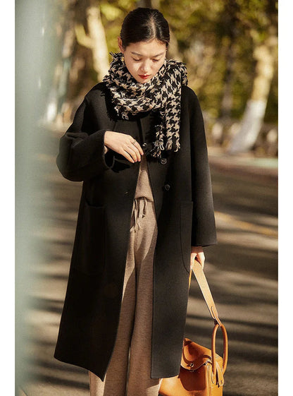 Klassischer Wollmantel Damen Elegant