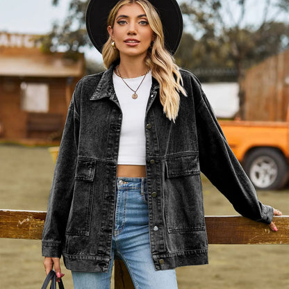 Klassische Damen Denimjacke Vintage Style