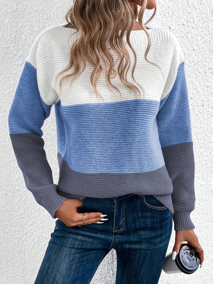 Stylischer Damen Pullover 3-Streifen Design