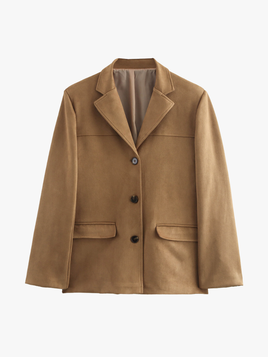 Eleganter Braun Blazer aus Veloursleder Optik