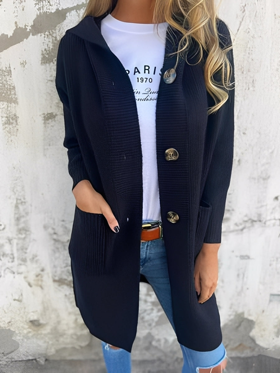 Langer Damen Cardigan Kapuze Bequem