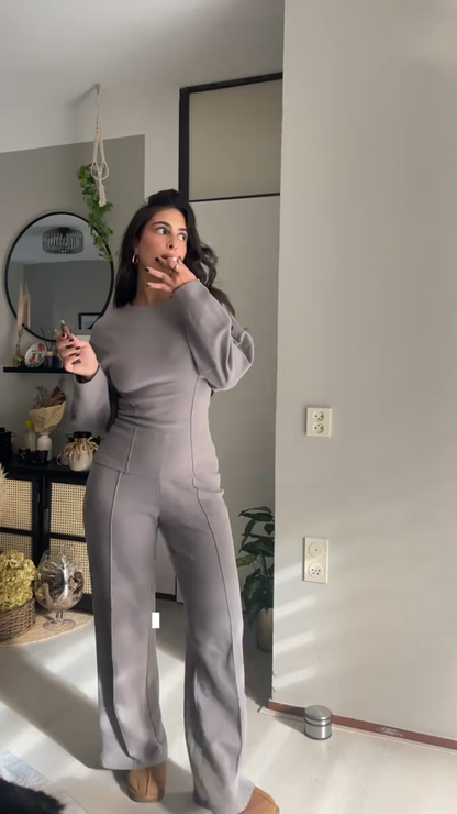 Bequemer Damen Pullover Set mit Weiten Hosen