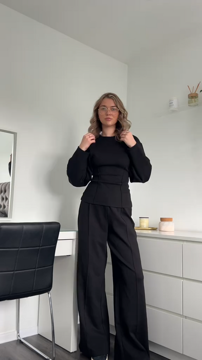 Bequemer Damen Pullover Set mit Weiten Hosen
