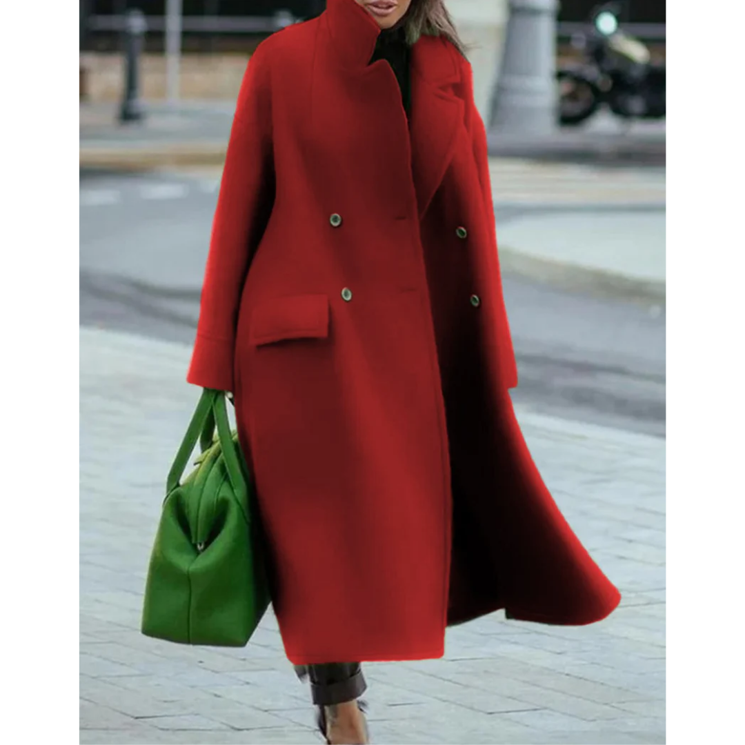 Damen Wickelmantel Lang Warm Elegant - IdealeKleiden
