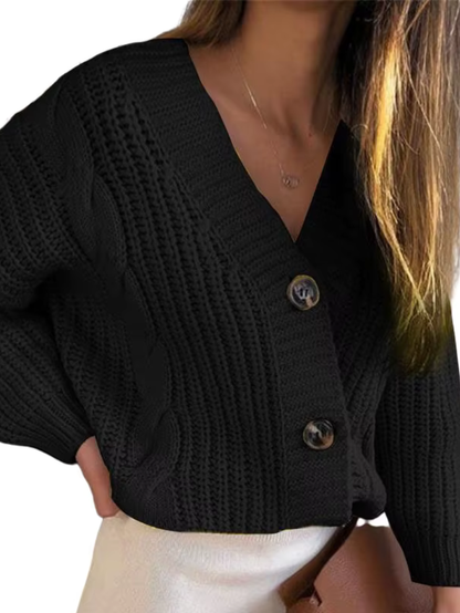Großer Strickpullover Zopf Muster Oversized
