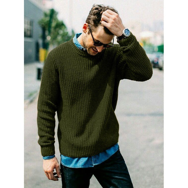 Herren Pullover Rundhals Weich Bequem