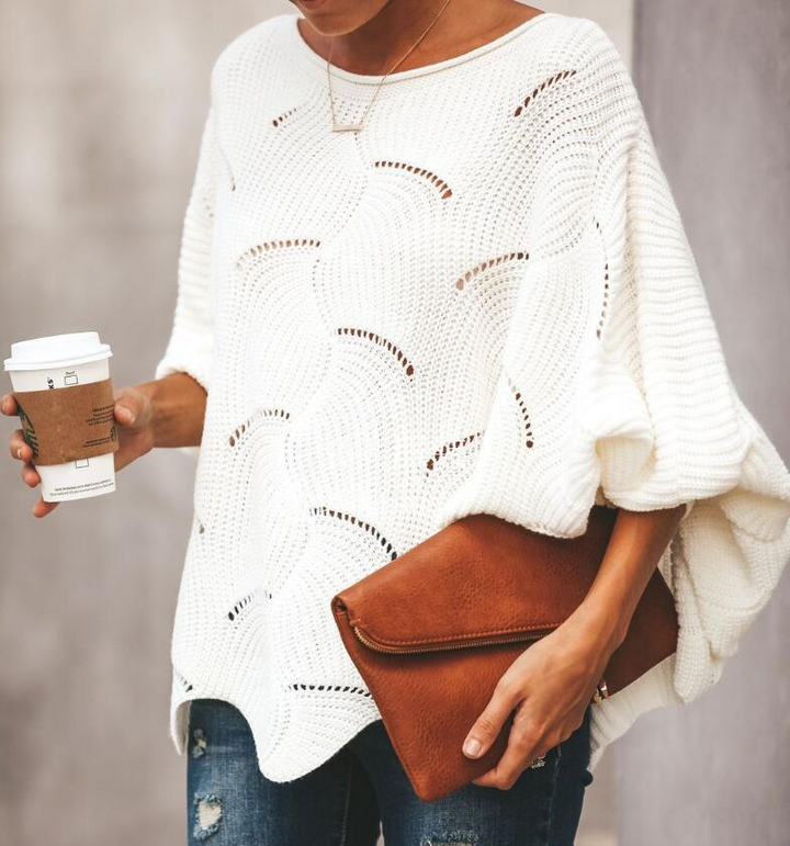 Strukturierter Rippensweater Damen Oversized