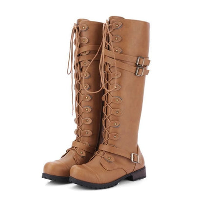 Elegante Stiefel Retro-Design Schnalle&Schnürsenkel