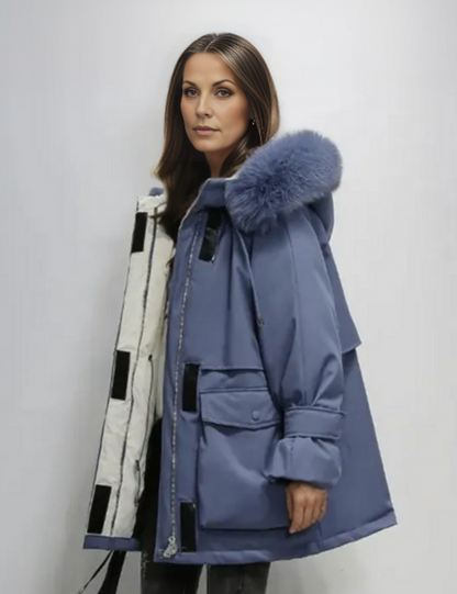 Winterjacke Frauen Kapuze Langärmlig Warm
