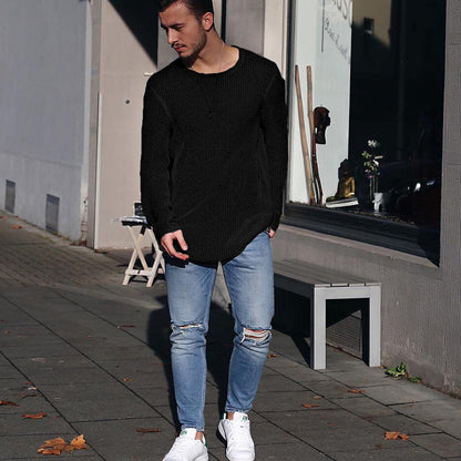 Herren Strickpullover Lang Grobmuster Relaxed Fit