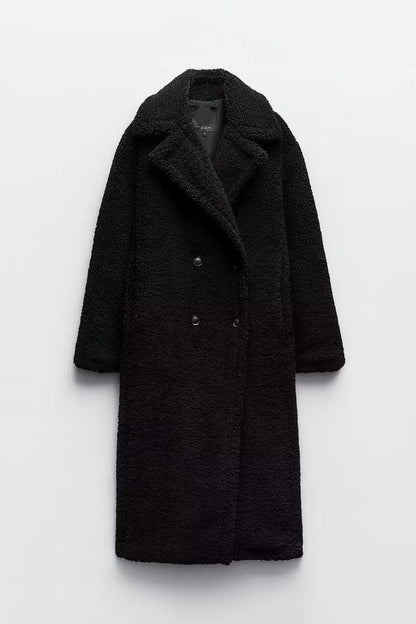Langer Teddy Mantel Damen Modern Chic