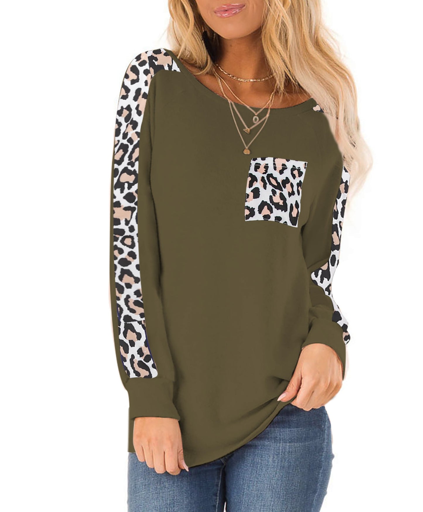 Damen Sweatshirt Leopardenmuster Trendy Style