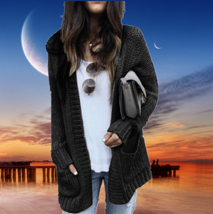 Damen Cardigan Grobstrick Bequem mit Taschen - IdealeKleiden
