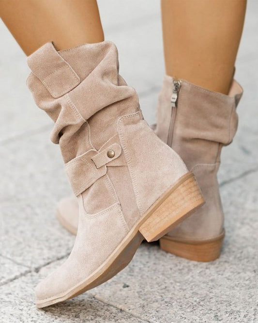 Modische Damenstiefel Flache Absätze - IdealeKleiden