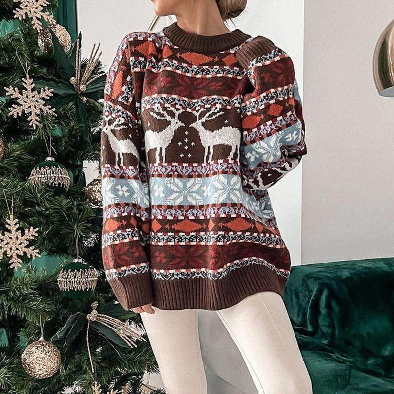 Weihnachtspullover Frauen Rollkragen Elegant