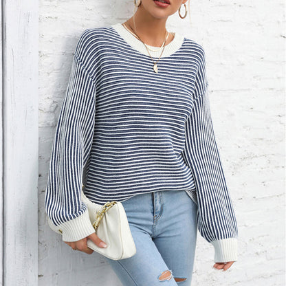 Stylischer Strickpullover Lässig Gestreift