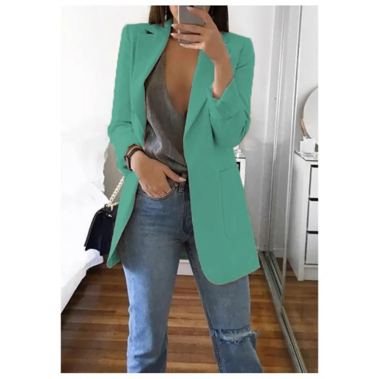 Damen Blazer Khaki Herbst Mode