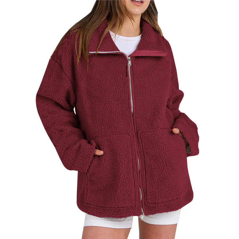Lässiger Wollmantel Damen Rollkragen Modern