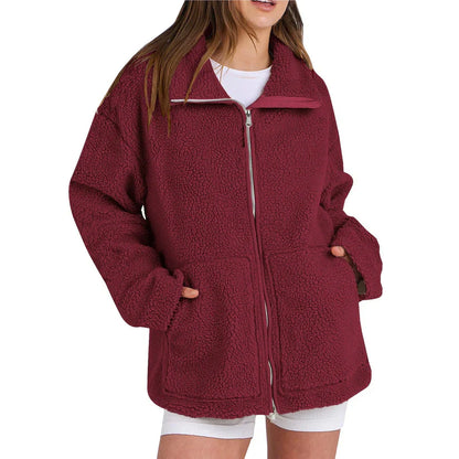 Lässiger Wollmantel Damen Rollkragen Modern