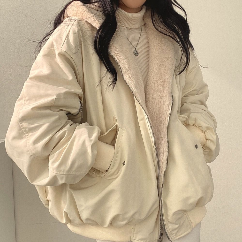 Übergroße Zip-Up-Jacke Bequem Oversized