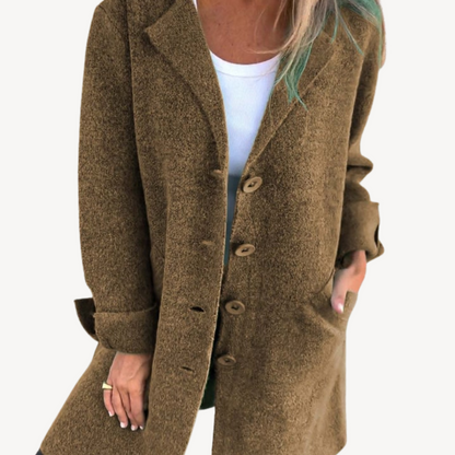 Frauen Langjacke Wollmischung mit Knöpfen