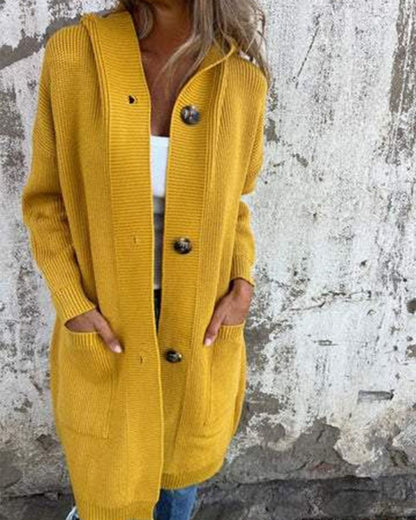 Kapuzenstrickjacke Mit Taschen Damen