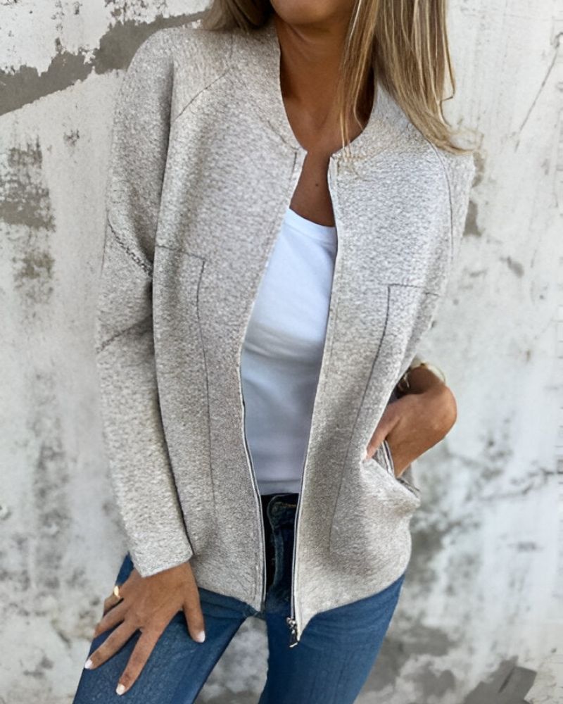 Frauen Bomberjacke Sportlich Zip-Up