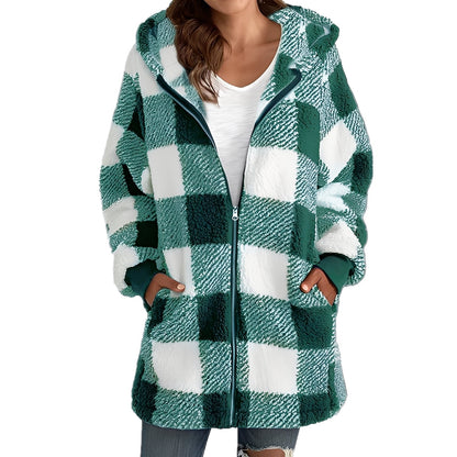 Modischer Damen Hoodie Karo Muster