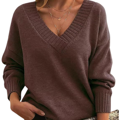 Stylisher V-Ausschnitt Pullover Frauen