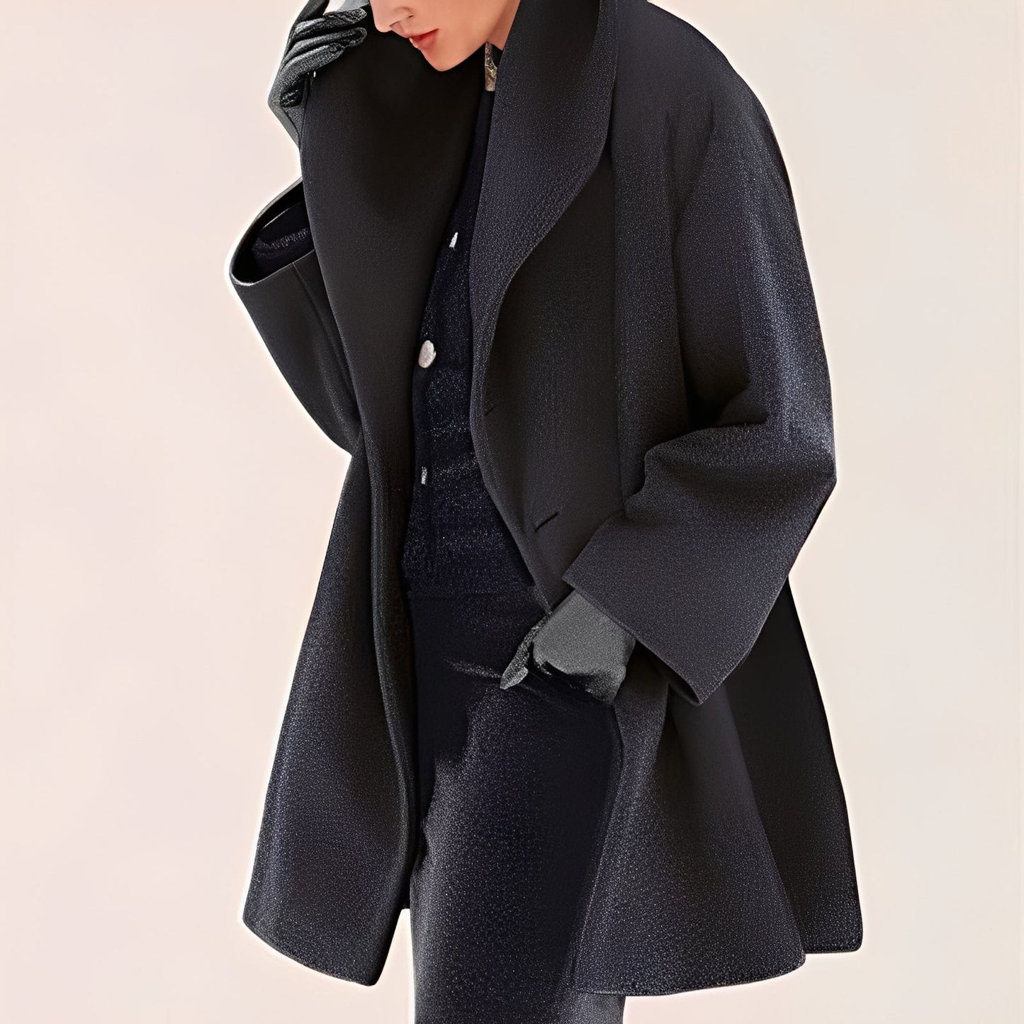 Eleganter Damen Wollmantel Weit Geschnitten