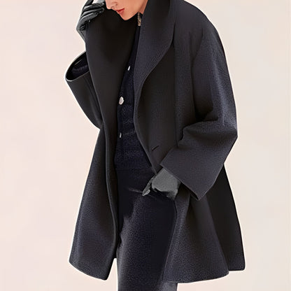 Eleganter Damen Wollmantel Weit Geschnitten