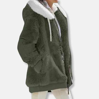 Übergroße Fleecejacke Kapuzenjacke Warm