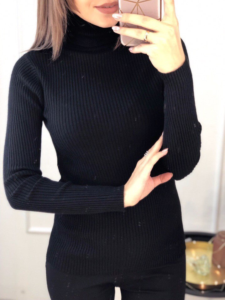 Damen Rollkragenpullover Fein Strukturiert Figurbetont