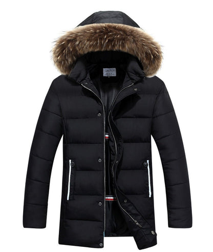 Herren Winterjacke Weich Kunstfell Kapuze - IdealeKleiden