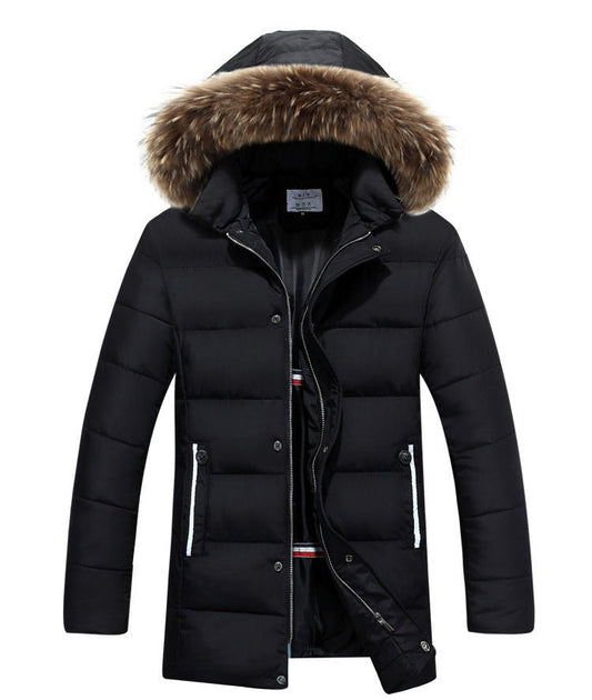 Herren Winterjacke Weich Kunstfell Kapuze - IdealeKleiden