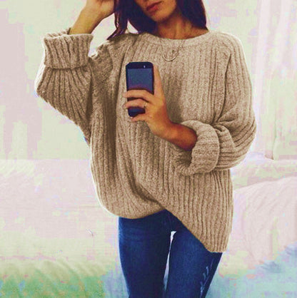 Damen Pullover Grobstrick Weite Passform