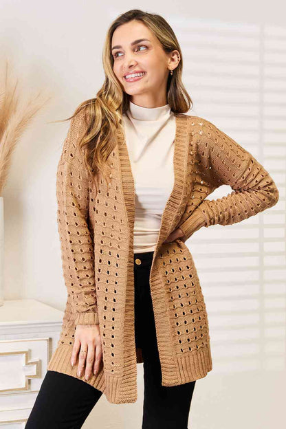 Modische Strickjacke Offen Vorne Ribbstruktur