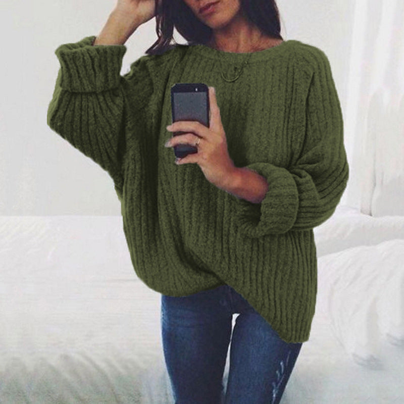 Damen Pullover Grobstrick Weite Passform