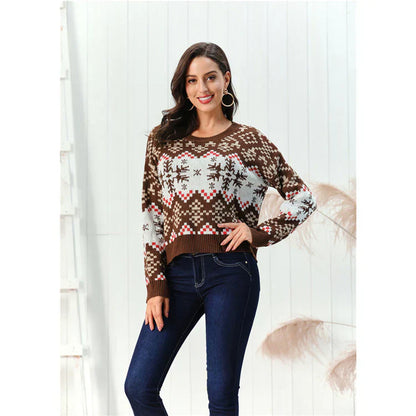 Gemusterte Wollpullover Relaxed Fit Rippborte