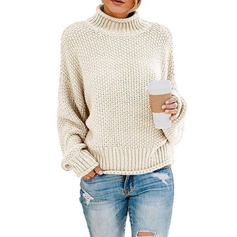Damen Pullover Grobstrick Weich Bequem