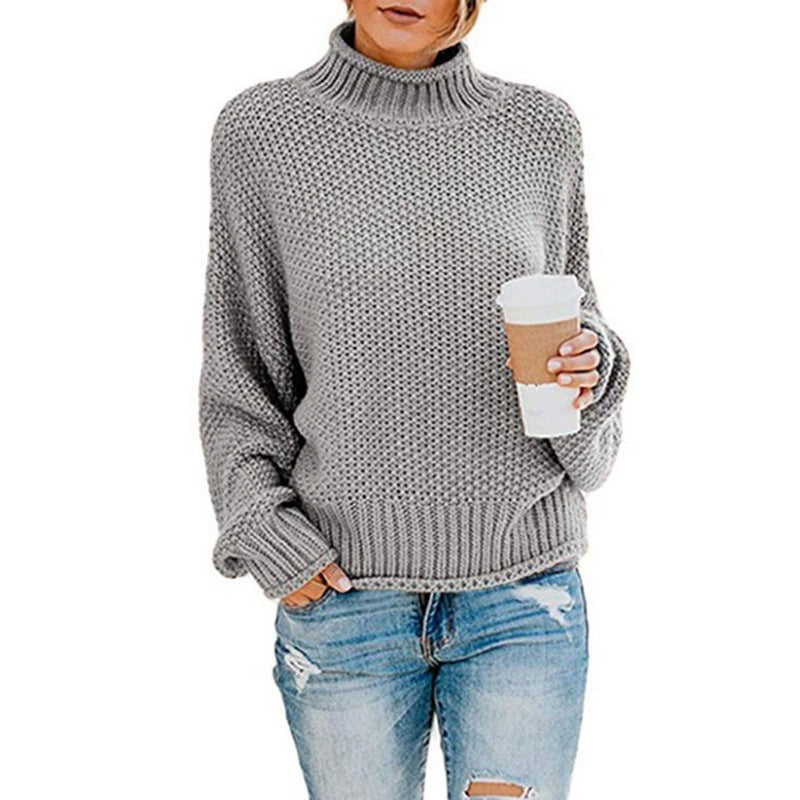 Damen Pullover Grobstrick Weich Bequem