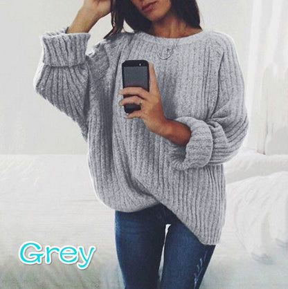 Damen Pullover Grobstrick Lässig Voluminös